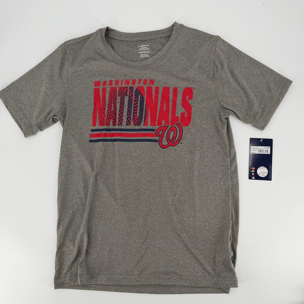 Team Athletics Washington Nationals MLB Youth XL 16/18 Gray NWT Graphic T-Shirt